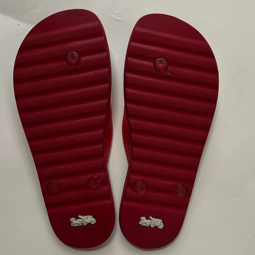 Coach Women's Red Floral Sandals - Picture 2 of 2